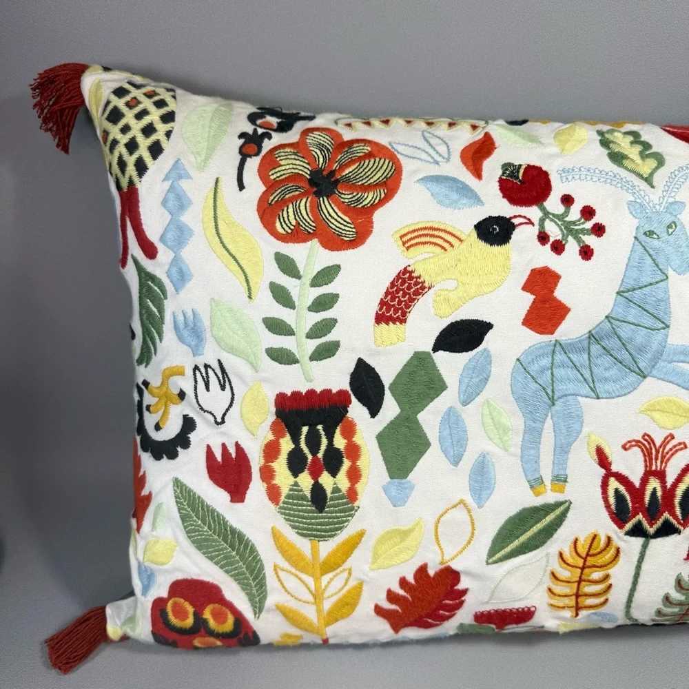 IKEA Rodarv Embroidered Decorative Throw Pillow Cover 16x26